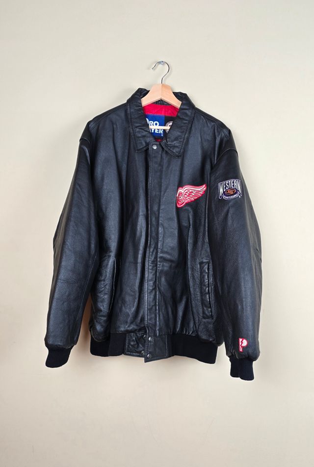 Detroit red wings leather outlets coat