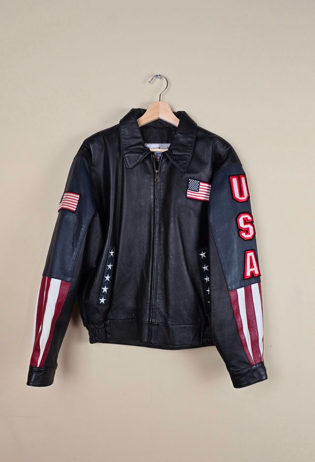 Vintage American flag leather jacket