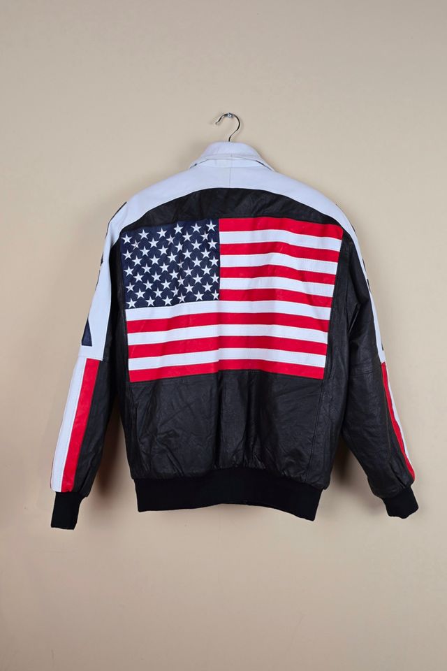 Leather jacket USA flag 2024 by Michael Hoban