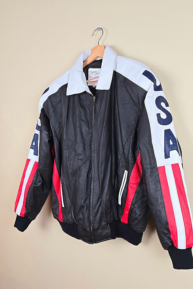 Vintage Michael Hoban USA Flag Leather Jacket Selected By Vintage Michael Hoban USA Flag Leather Jacket Selected By