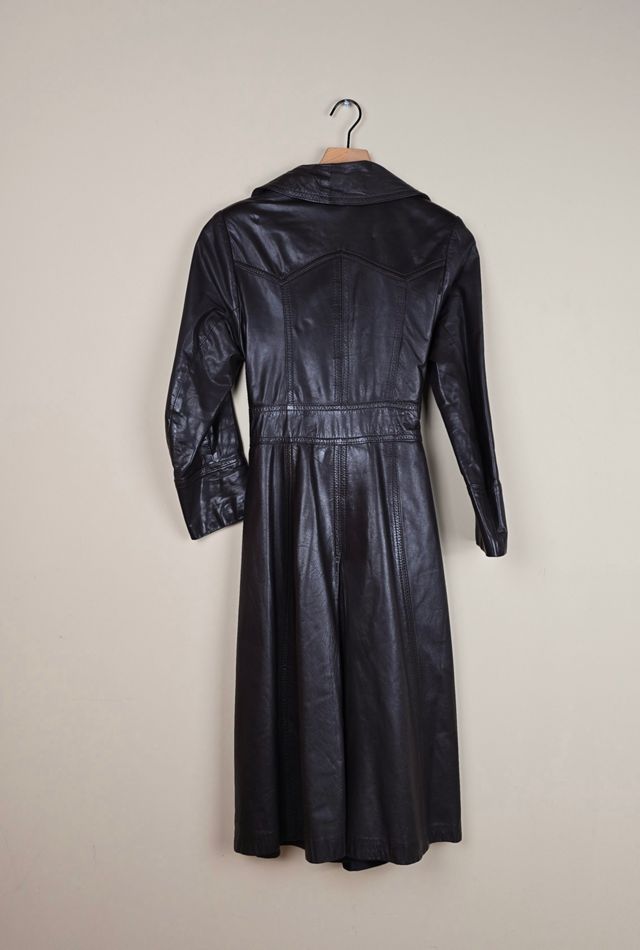 Vintage double breasted leather trench with belt Selected by The Igala NYC #3