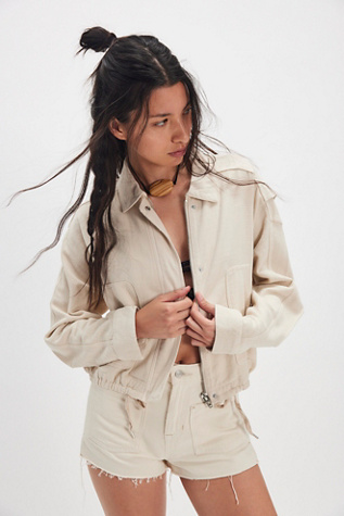 Blank NYC Cotton Bomber Jacket at Free People in White, Size: M