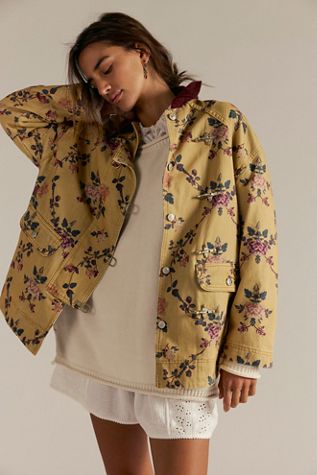 60s〜 beige floral tapestry coat | Nia vintage