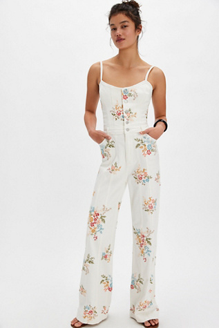 Driftwood Floral Jumpsuit at Free People in White, Size: M