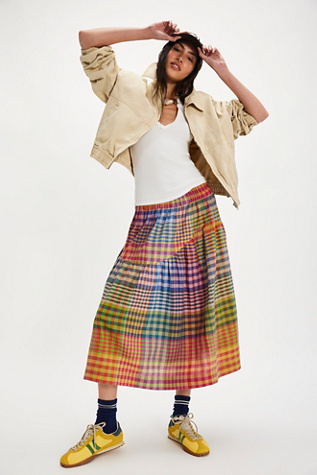 Rujuta Sheth Wave Skirt at Free People in Post Card Chex, Size: Medium