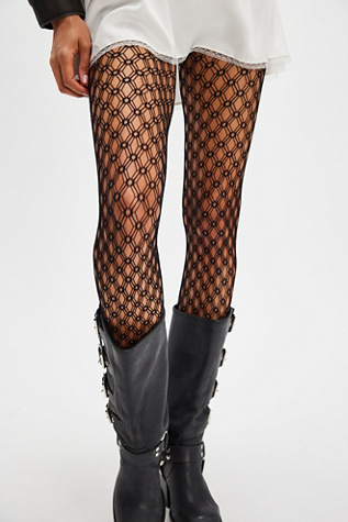 LECHERY Ring Net Tights at Free People in Black, Size: L/XL