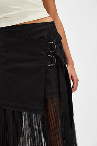 ESTHE Pleated Asymmetric Midi Skirt at Free People in Black, Size: M