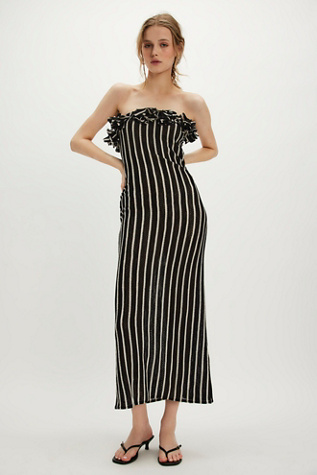 Tach Anissa Knitted Fabric Dress by Tach Clothing at Free People in Black Striped, Size: Small