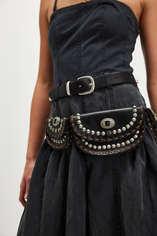 Lucky Stars Pocket Belt by Free People in Black, Size: M/L