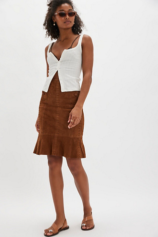 Understated Leather Hankerchief Whipstitch Skirt