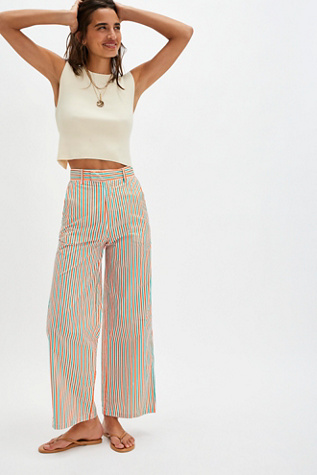 The Tiny Big Sister Striped Trousers at Free People in Green, Size: L
