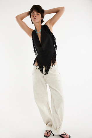 Женский топ Understated Leather Madi Fringe Halter Top, цвет: Чёрный — фото 4