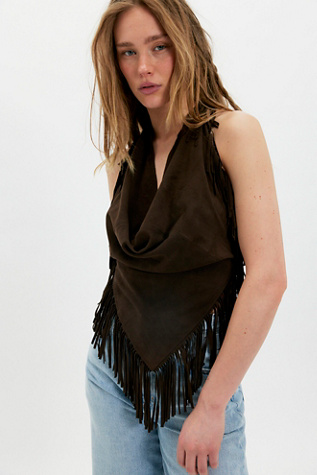 Understated Leather Madi Fringe Halter Top