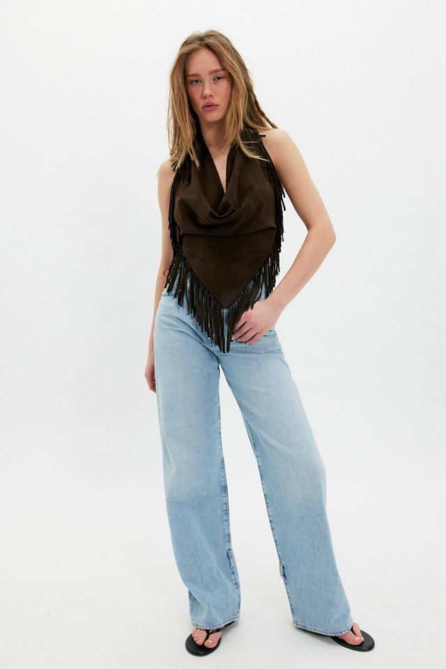 Understated Leather Madi Fringe Halter Top #2