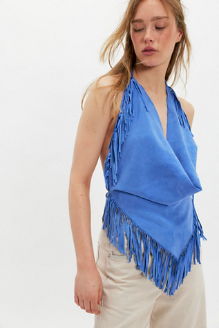 Understated Leather Madi Fringe Halter Top