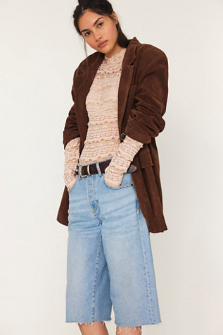 Paper Cut Vegan Suede Blazer Jacket by Free People in Brown, Size: XS