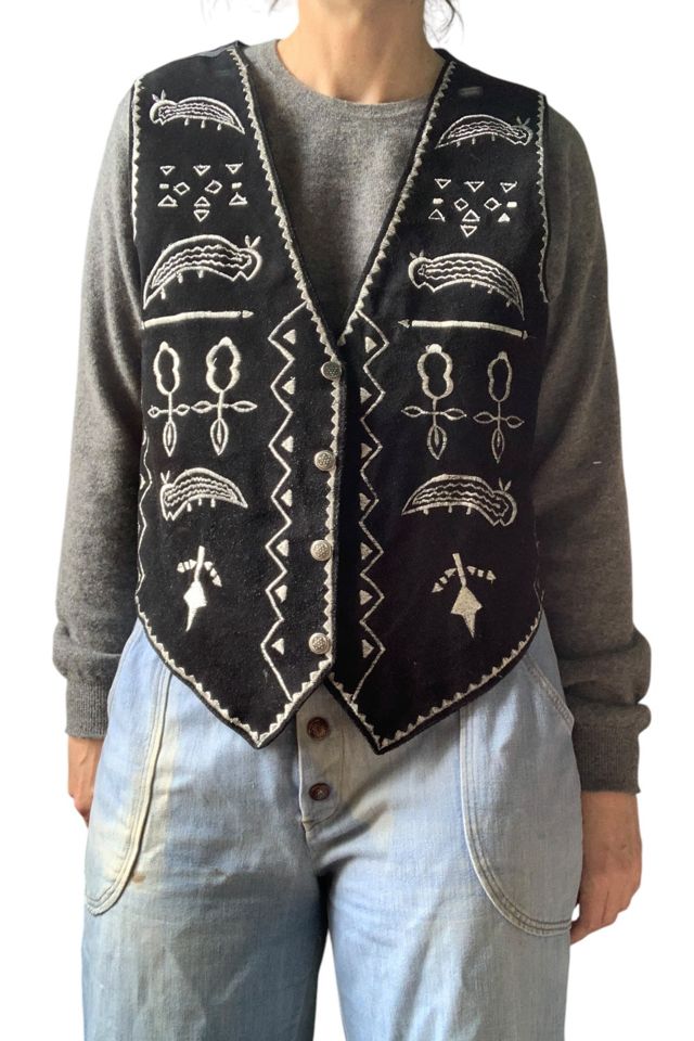 Vintage 1990s Suede Embroidered Vest Selected by SharpLilTeeth #2