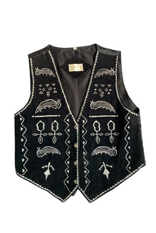 Vintage 1990s Suede Embroidered Vest Selected by SharpLilTeeth