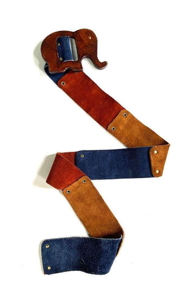 Vintage 1970s Elephant Buckle Suede Belt Selected by SharpLilTeeth #1