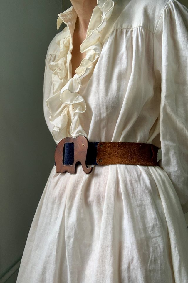 Vintage 1970s Elephant Buckle Suede Belt Selected by SharpLilTeeth #3