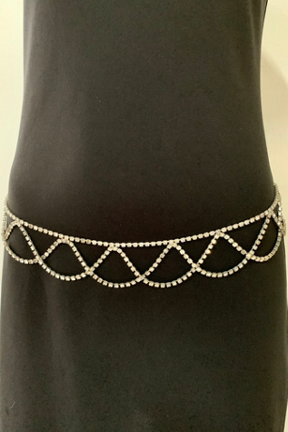 Женский ремень SharpLilTeeth Vintage Mid-Century Rhinestone Belt Selected, цвет: Серебряный — фото 3