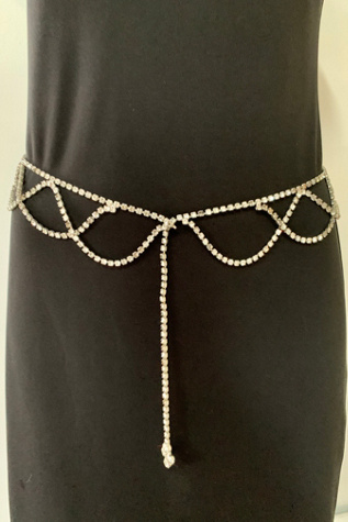 Женский ремень SharpLilTeeth Vintage Mid-Century Rhinestone Belt Selected, цвет: Серебряный — фото 4