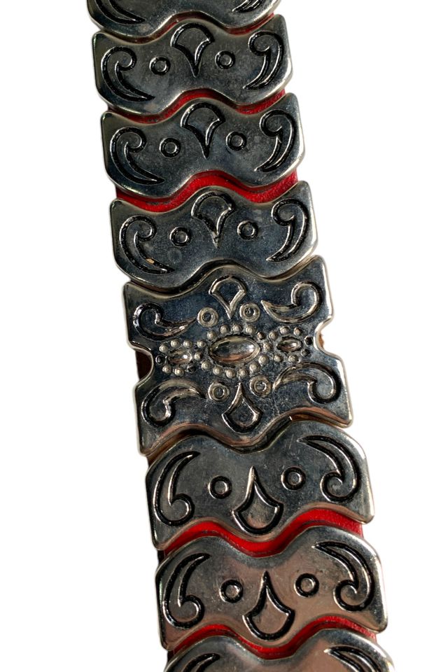 Vintage 1980s Red Leather Belt Selected by SharpLilTeeth #3