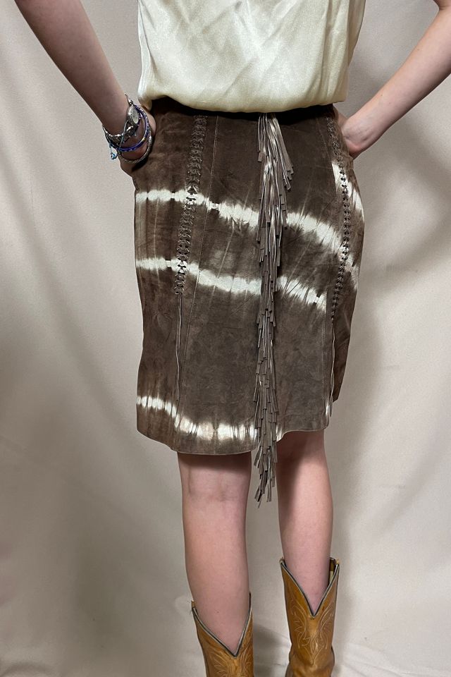 Tie Dyed Suede Fringe Y2K Skirt Selected by Cannonball and Tilly #1