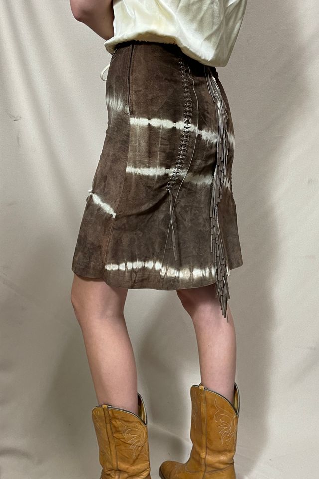 Tie Dyed Suede Fringe Y2K Skirt Selected by Cannonball and Tilly #2