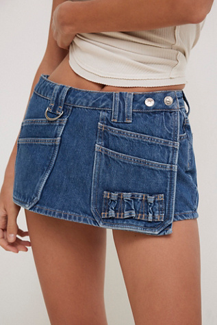 We The Free Adele Denim Skort at Free People in Medium Wash, Size: 25