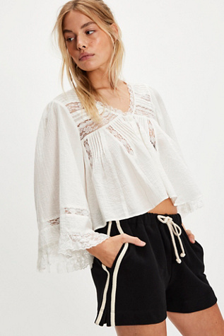 DONNI. The Stripe Eco-Terry Shorts at Free People in Jet, Size: Small