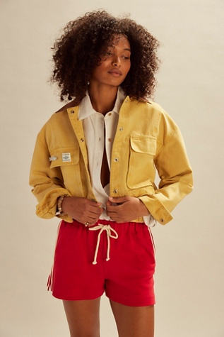 DONNI. The Stripe Eco-Terry Shorts at Free People in Red, Size: XS