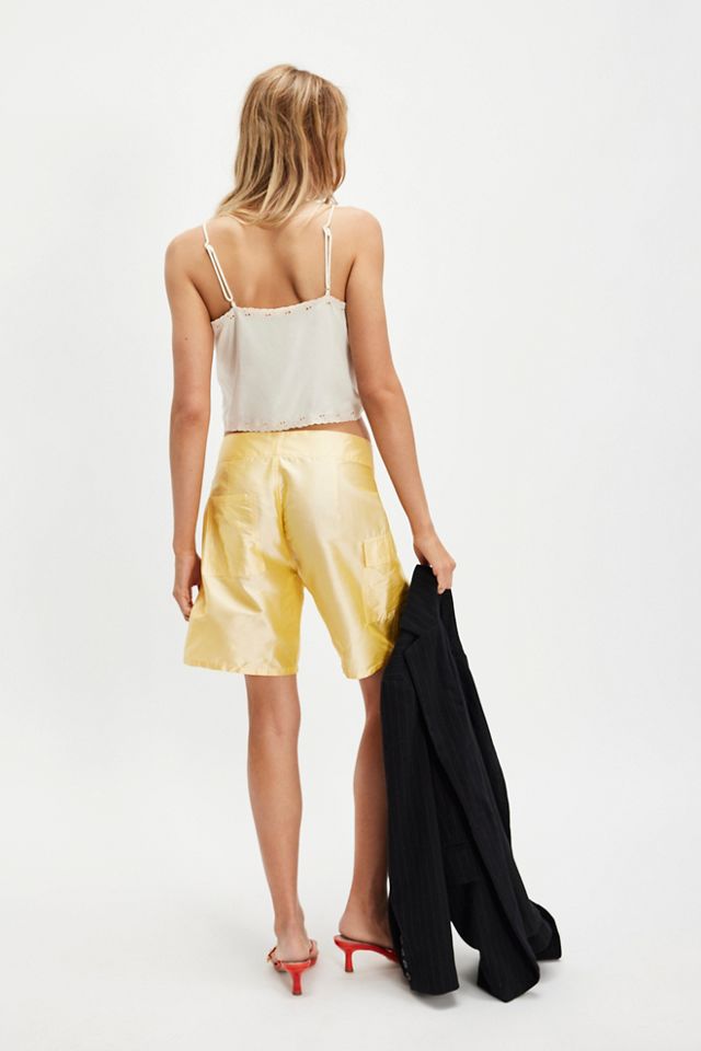 DONNI. Taffeta Solid Board Shorts