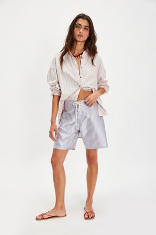 DONNI. Taffeta Gingham Board Shorts