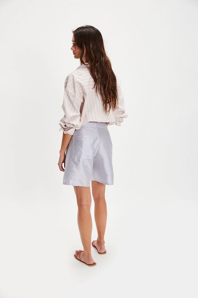 DONNI. Taffeta Gingham Board Shorts #1