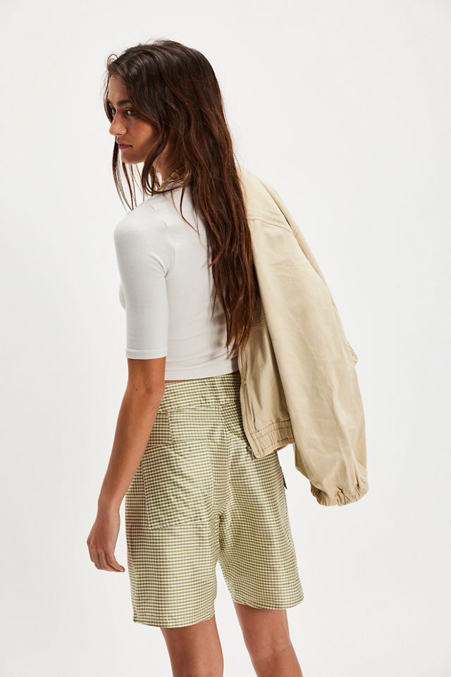 DONNI. Taffeta Gingham Board Shorts #1