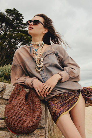 Sintra Straw Tote by Free People in Chocolate