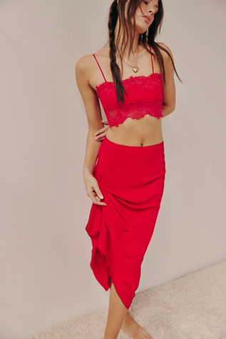 Sweet On You Bias Half Slip At Free People In Tango Red, Size: Large