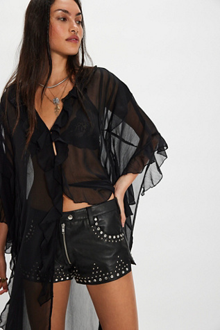Understated Leather Studded Shorts