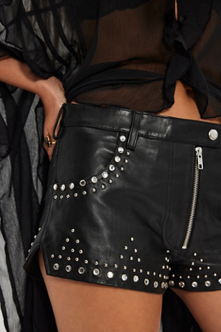 Understated Leather Studded Shorts
