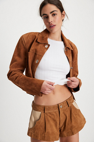 Understated Leather Combo Suede Shorts