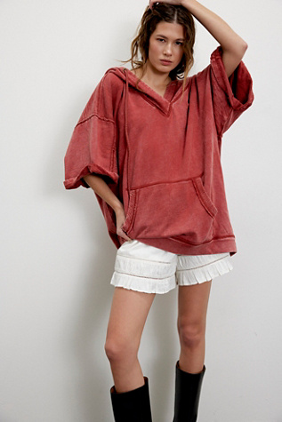 We The Free Graham Poncho Jacket At Free People In Barn Red, Size: Medium