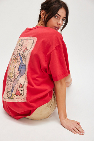 Ragabond Queen Of Hearts Tee at Free People in Red