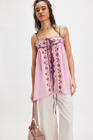 Calypso Ares Tie-Front Top By Kinga Csilla At Free People In Pink, Size: XS