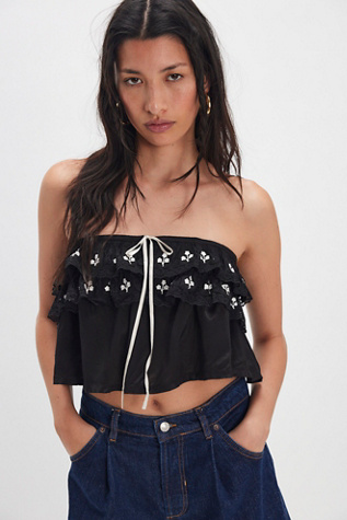 Top Tube Brodé Tailia par Free People en Black, pour femme