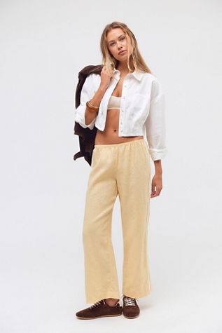 DONNI. Le Pantalon Court Rayé en Lin