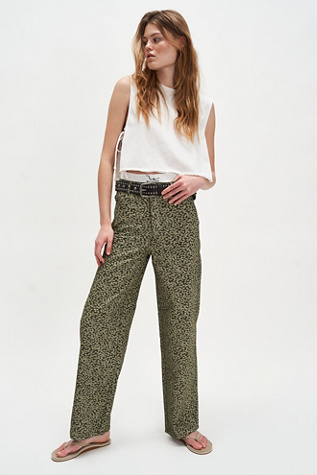 The Tiny Big Sister Floral Berta Jeans at Free People in Green, Size: 36