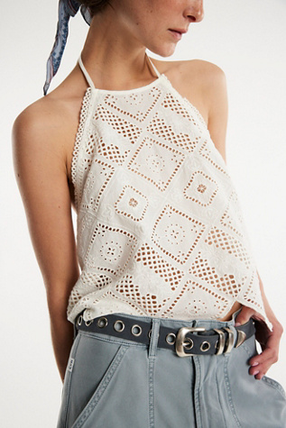 Understated Leather Eyelet Belt at Free People in Blue, Size: M/L
