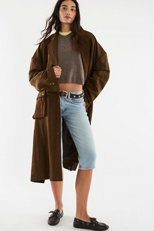 Asparagus Asymmetrical Pocket Coat