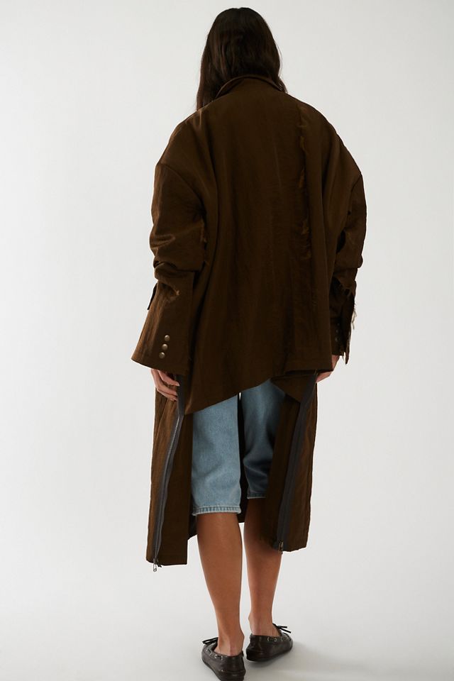 Asparagus Asymmetrical Pocket Coat #1